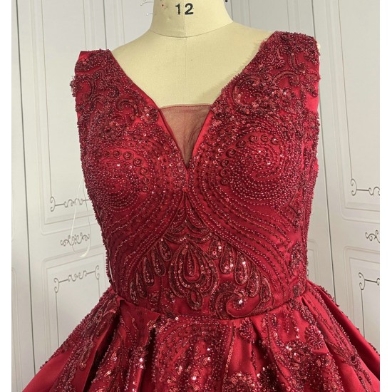 A Line Burgundy Prom Dresses CBWD00132