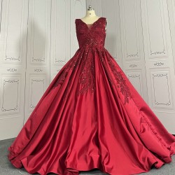 A Line Burgundy Prom Dresses CBWD00132