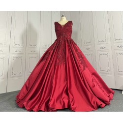 A Line Burgundy Prom Dresses CBWD00132