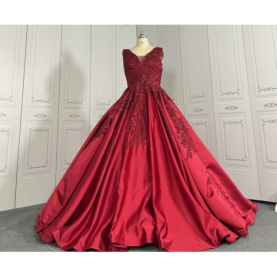 A Line Burgundy Prom Dresses CBWD00132