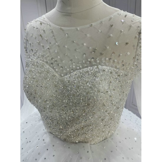 Beaded Round Neck Ball Gown Wedding Dress CBWD00128