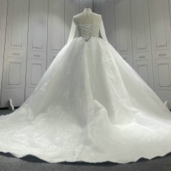 Beaded Round Neck Ball Gown Wedding Dress CBWD00128