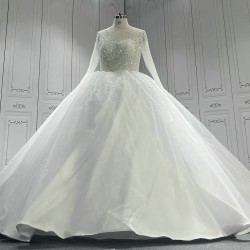 Beaded Round Neck Ball Gown Wedding Dress CBWD00128