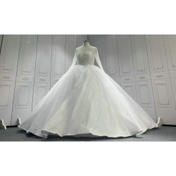 Beaded Round Neck Ball Gown Wedding Dress CBWD00128