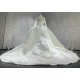 Beaded Satin Ball Gown Wedding Dress With Long Sleeves CBWD00127