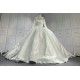 Beaded Satin Ball Gown Wedding Dress With Long Sleeves CBWD00127