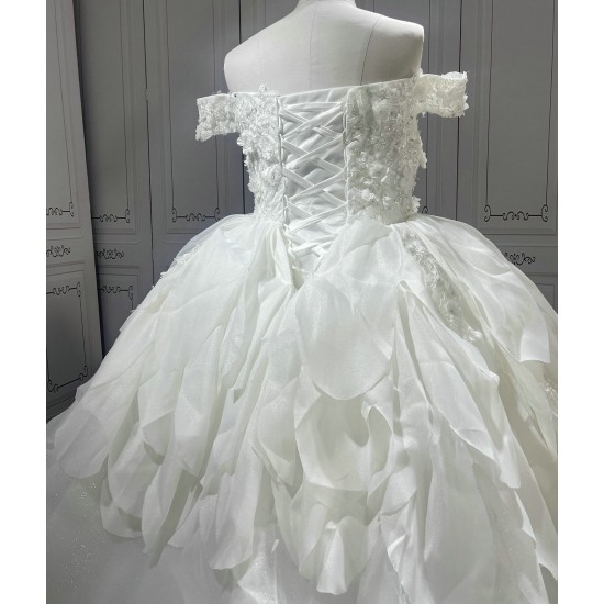 Floral Off The Shoulder Ball Gown Wedding Dresses CBWD00114