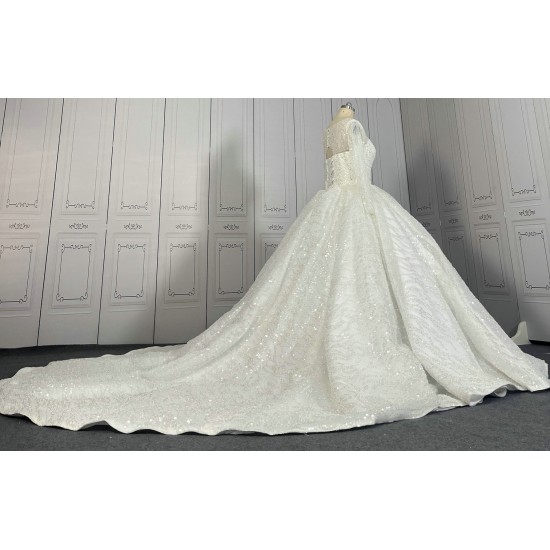 Fully Beaded Luxury Ball Gown Wedding Dresses With Long Sleeves CBWD00111