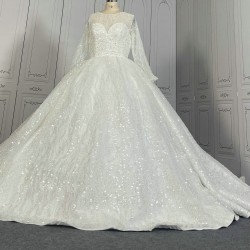 Fully Beaded Luxury Ball Gown Wedding Dresses With Long Sleeves CBWD00111