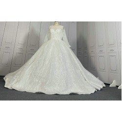 Fully Beaded Luxury Ball Gown Wedding Dresses With Long Sleeves CBWD00111