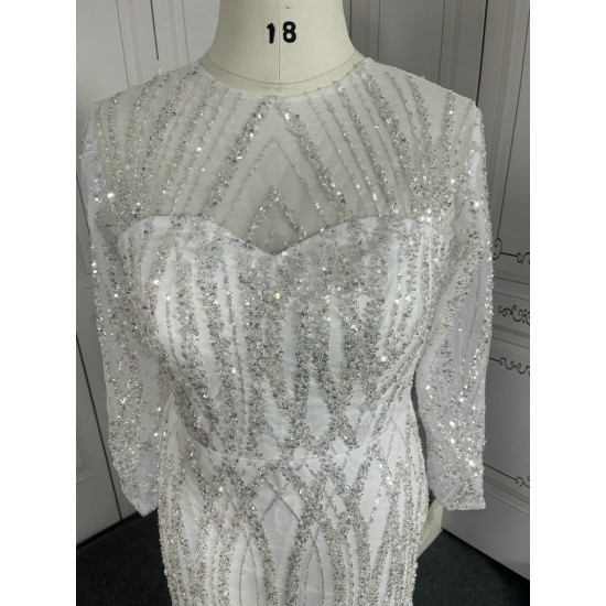 Fully Beaded Luxury Wedding Dress With Round Neck CBWD00109