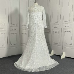 Fully Beaded Luxury Wedding Dress With Round Neck CBWD00109