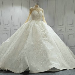 High Collar Beaded Luxury Wedding Ball Gowns