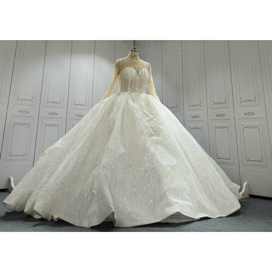 High Collar Beaded Luxury Wedding Ball Gowns