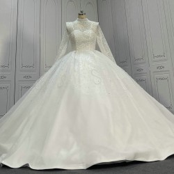 High Collar Best Seller Pearl Wedding Dresses CBWD00103