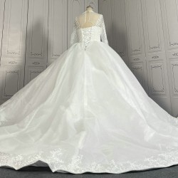 High Collar Lace Budget Ball Gown Wedding Dress CBWD00102