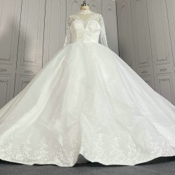 High Collar Lace Budget Ball Gown Wedding Dress CBWD00102