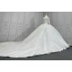 High Collar Leaf Details Ball Gown Wedding Dress With Cathedral Train CBWD00101