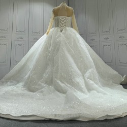 High Collar Pearl Luxury Ball Gown Wedding Dress Wholesale CBWD0099