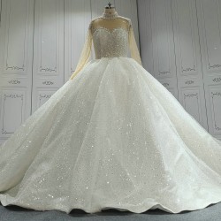 High Collar Pearl Luxury Ball Gown Wedding Dress Wholesale CBWD0099