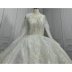 High Collar Sparkly Ball Gown Wedding Dress CBWD0096