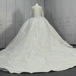 High Collar Sparkly Ball Gown Wedding Dress CBWD0096