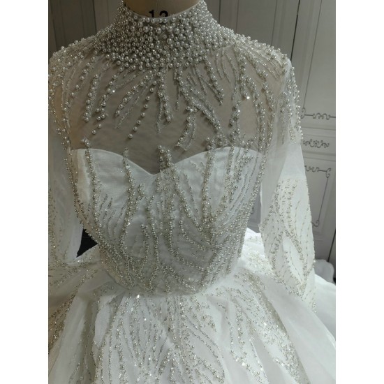 High Neck Vintage Luxury Wedding Ball Gown Dress CBWD0091