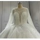 Jewel Neck Long Sleeves Luxury Wedding Dresses Custom Made CBWD0090