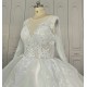 Long Sleeve Lace Ball Gown Wedding Dresses Pure White CBWD0086