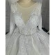 Long Sleeve Lace Ball Gown Wedding Dresses Pure White CBWD0086