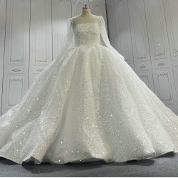 Long Sleeves Beaded Luxury Ball Gown Wedding Dresses CBWD0084