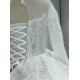 Long Sleeves Lace Ball Gown Wedding Dress With Round Neck CBWD0082