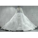 Long Sleeves Lace Ball Gown Wedding Dress With Round Neck CBWD0082