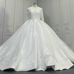 Long Sleeves Lace Wedding Dress Puffy Ball Gowns CBWD0081