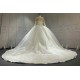 Long Sleeves Luxury Pearl Wedding Dresses With Long Train CBWD0080