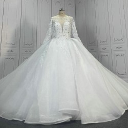 Long Sleeves Puffy Ball Gown Wedding Dresses CBWD0079