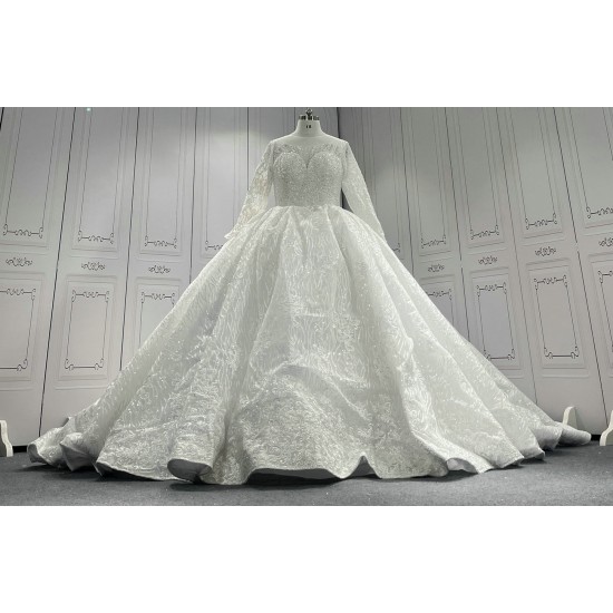 Luxurious Beaded Lace Ball Gown Wedding Dresses Custom Made CBWD0074