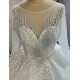 Luxury Leaf Lace Ball Gown Wedding Dresses With Long Sleeves CBWD0077