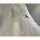 Luxury Leaf Lace Ball Gown Wedding Dresses With Long Sleeves CBWD0077