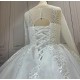 Luxury Leaf Lace Ball Gown Wedding Dresses With Long Sleeves CBWD0077