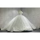 Off The Shoulder Lace Ball Gown Wedding Dress With Long Train CBWD0060