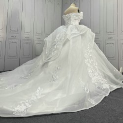 Off The Shoulder Lace Ball Gowns Wedding Dress With Wings CBWD0059