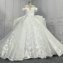 Off The Shoulder Lace Ball Gowns Wedding Dress With Wings CBWD0059