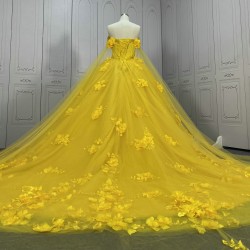 Off The Shoulder Yellow Prom Quinceanera Dresses CBWD0043