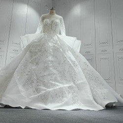 Round Neck Flare Shawls Vintage Luxurious Wedding Gown CBWD0038