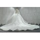 Round Neck Long Sleeves Ball Gown Wedding Dress With Cathedral Train CBWD0036