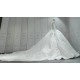 Round Neck Long Sleeves Ball Gown Wedding Dress With Cathedral Train CBWD0036