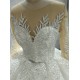 Round Neck Long Sleeves Ball Gown Wedding Dresses CBWD0035