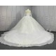 Round Neck Long Sleeves Beaded Luxury Ball Gowns For Bride CBWD0034