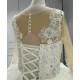 Round Neck Long Sleeves Lace Ball Gown Wedding Dress